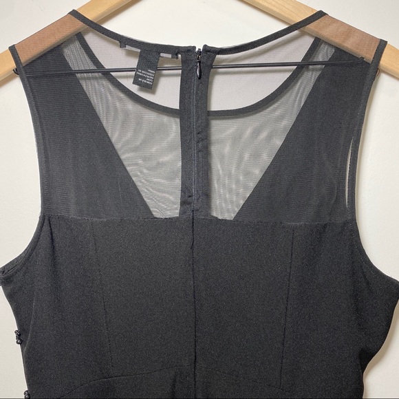 Forever 21 Black Mesh Beaded Skater Dress Size L - Picture 8 of 10